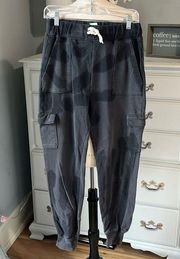 Joggers Gray Charcoal Sweatpants Womens Small Cotton Cargo Tie Dye