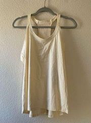 NWT Lauren Ralph Lauren Macrame T Back Tank Top Cream xl