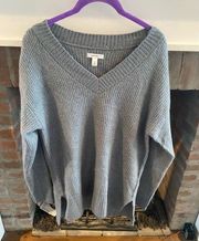 Nine West Deep V Neck Sweater Blue with Metallic Threading size Medium