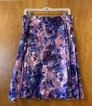 NY Collection Purple Blue Pink Flower Brushstroke Skirt Lined Macys NWT Size 12