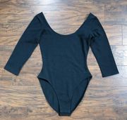 J Crew • black scoop neck bodysuit 3/4 sleeve knit ballet off shoulder