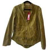 New XCVI Wearables Larisa Green Corduroy Jacket Sz M Women’s Tie Side Rivets