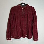 Vintage Woolrich deep red quarter zip sweater