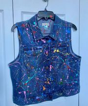 Rainbow Painted Jean Vest