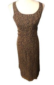 Robbie Bee pure silk fully lined animal print sheath sleeveless maxi dress size