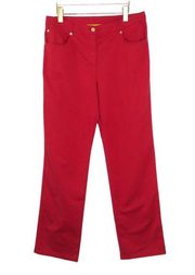 St. John Red Straight Leg Casual Pants Size 10 34"