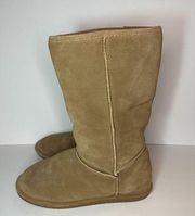 Bjorndal Zoe Suede Leather Sheepskin Shearling Fur Lined Calf Boot Tan Size 10