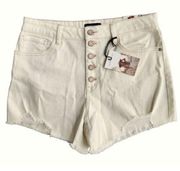 Sincerely Jules High Rise Shorts Distressed Jean Shorts Denim Cream Off White 11
