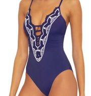 Delilah Plunge One-Piece Swimsuit in Starry Night Size Medium