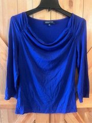 Jones New York Signature ￼Women's Blue 3/4 Sleeve Top Blouse Size S