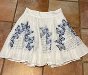 Desigual cotton lined pleated embroidered skirt