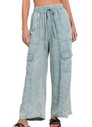 BNWT Wide leg pull on elastic waist linen pants - women's size XL - tie waist 🥳