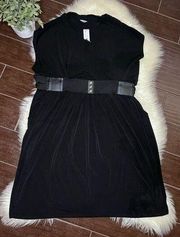 Worthington black faux wrap fitted high belted dress sz 3X