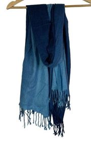 Boutique Blue Ombre Tassel Rectangle Scarf