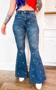 Judy Blue Star Embroidered High Rise Trouser Flare