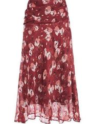 Walter Baker Kingston Ruched Floral Chiffon Midi Skirt