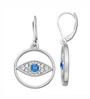 NWT Simply Vera Vera Wang Blue Silver Tone Evil Eyes Drop Earrings