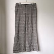 Houndstooth Wool Blend Wide Leg Trousers 12