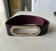 Women's Leather, Metal Standard Belt Burgundy,Silver 75