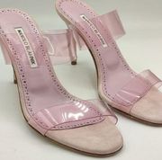 Women's Pink Scolto Clear Double Strap Sandal