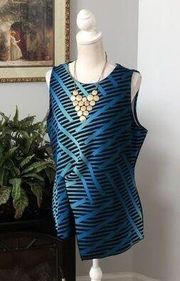 Worthington Woman Blouse XL Front Tuck-peplum Sleeveless Round Neck Collarless