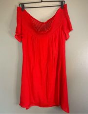 Anthropologie Amadi Red Smocked Off the Shoulder Dress size SP