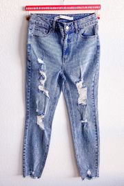 Acid Wash High-Waisted Skinny Jeans