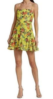 Alice + Olivia Ginny Spaghetti Strap Fitted Top Lemon Sorbet size 8 b40