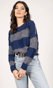 Millie Navy & Grey Striped Knitted Sweater