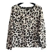 Lord & Taylor Womens Leopard Pattern Print Long Sleeve Sweater Size M