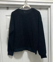 BANANA REPUBLIC SIZE SMALL BLACK SHERPA FLEECE PULLOVER COZY SWEATSHIRT