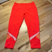 Reebok neon orange leggings w/mesh & sheer in calves