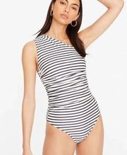 New J Crew Ruched one-shoulder one-piece in stripe Size 14