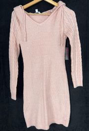 NWT Pink Sweater Dress With Hoodie