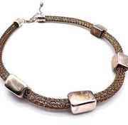 Chico’s Braided Metal choker Rocker Punk Steam two tone