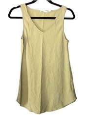 Soft Surroundings 100% Silk V Neck Tank Size Small Pale Yellow