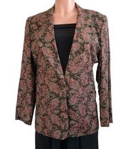 Talbots Petites Brown & Red Paisley Blazer Size 8P