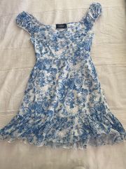 blue floral pattern dress from
