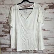 Terra & Sky Womens Shirt White Size 2X Short Sleeve Sweetheart Neck‎