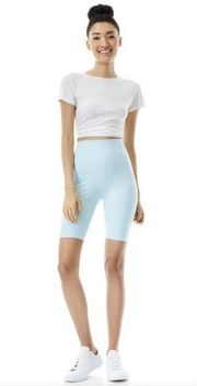 NEW Alice + Olivia AARON HIGH WAISTED BIKER SHORT in Powder Blue