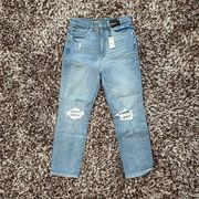 EXPRESS  Light Blue High Rise Slim Distressed Pants