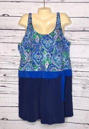 Denim & Co. Beach NWOT Size 26W Paisley - Blue Side Tie Bathing Suit Swim Dress