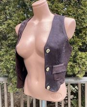 Size fits XS Women's Deerskin Leather Vest Horn Buttons Vintage 70s