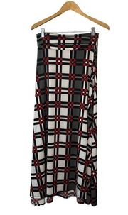 LuLaRoe Red Black White & Gray Geometric Printed Maxi Skirt Size XS