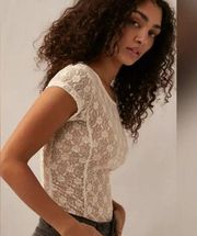 Free People NWT  Keep It Simple Lace Top in Ivory