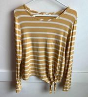 Olivia Rae Mustard Yellow & White Striped Long Sleeve Blouse