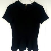 Topshop Black Short Sleeve Peplum Top