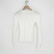 NEW Helmut Lang Open Back Long Sleeve Top Cut Out Sheer Chalk White Women's XS