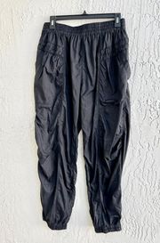 Free People The Way Home High Rise Windbreaker Jogger Pants Black Women's Size M