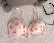 Laura Ashley baby pink blush floral lace lined bra 38C​